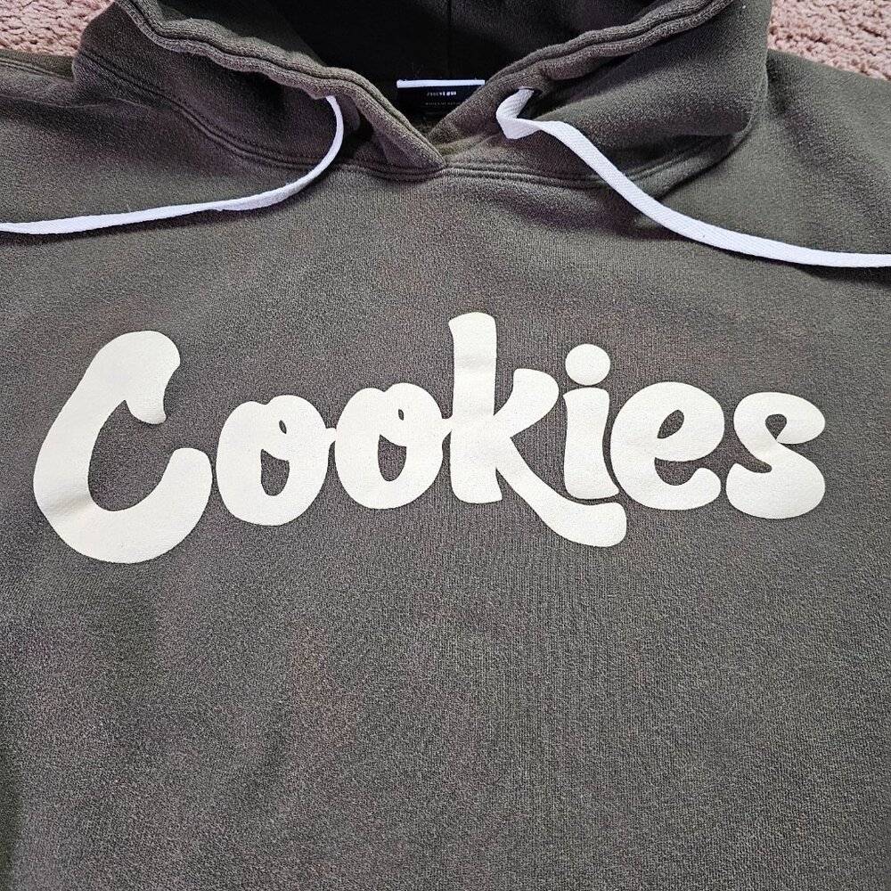 Cookies Original Hoodie Mens XL Green Fleece Pullover Streetwear Sweatshirt - Picture 3 of 11